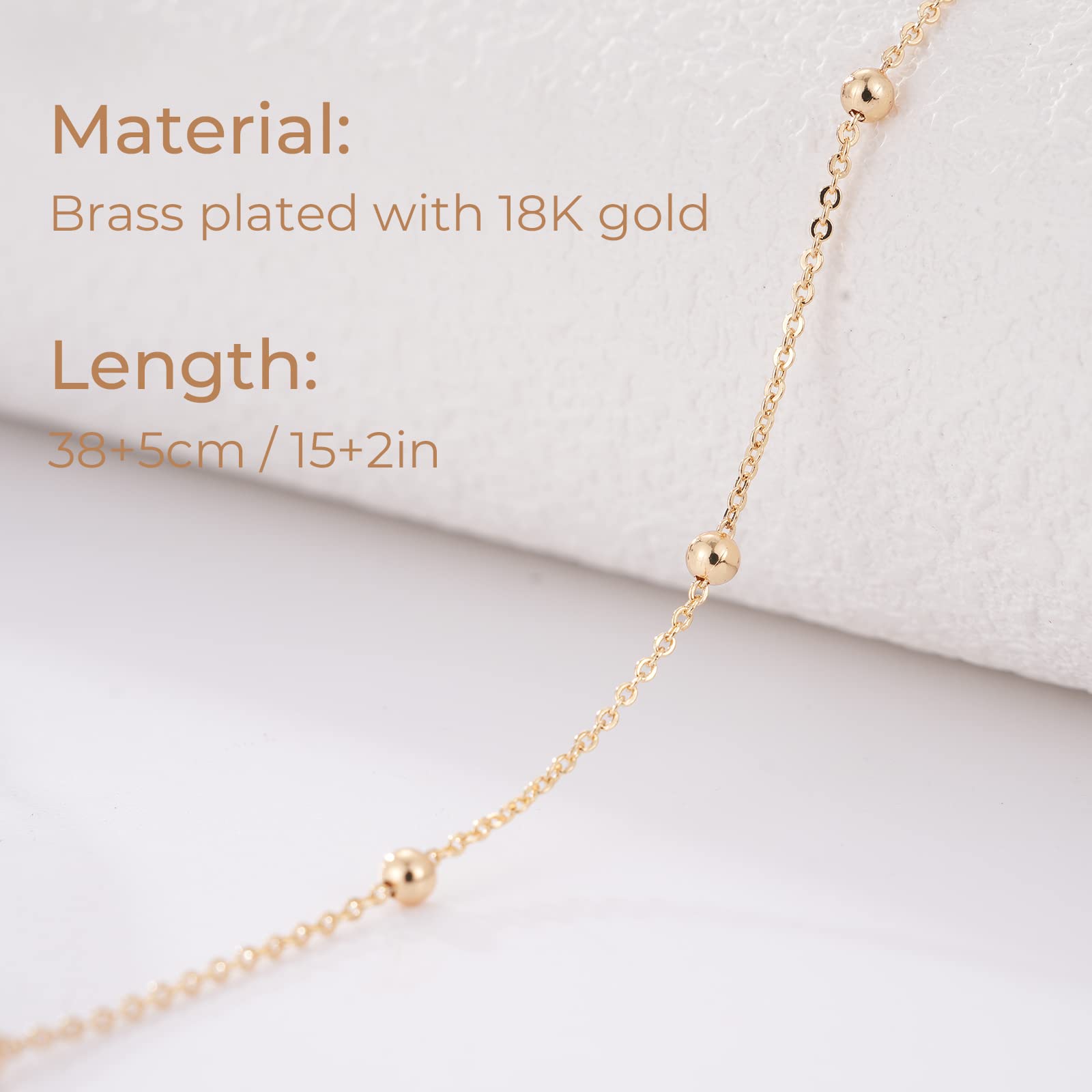 MJartoria Dainty Choker Necklace for Women 14K Gold Plated Minimalist Chain Choker Necklace Trendy Satellite Bead Choker Jewelry Gifts