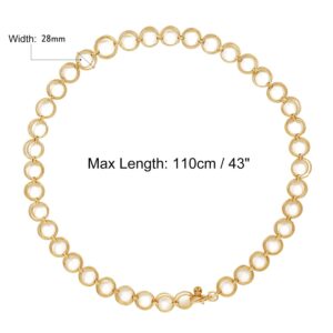 WHIPPY O-Ring Metal Waist Chain Belt Women Adjustable Body Link Belts Fashion Belly Jewelry for Jeans Dresses Gold XL