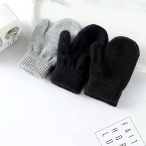 Saniripple 3 Pairs Winter Warm Knitted Soft Baby Mittens Toddler Mitten Gloves for Boys Girls grey/black/navy