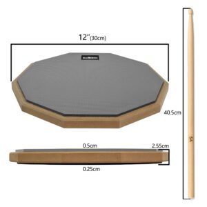 HAIRIESIS Snare Drum Practice Pad,12-Inch Practice Drum Pad,Double Sided Silent Drum Pad and Sticks,Drum Pads Carry Bag