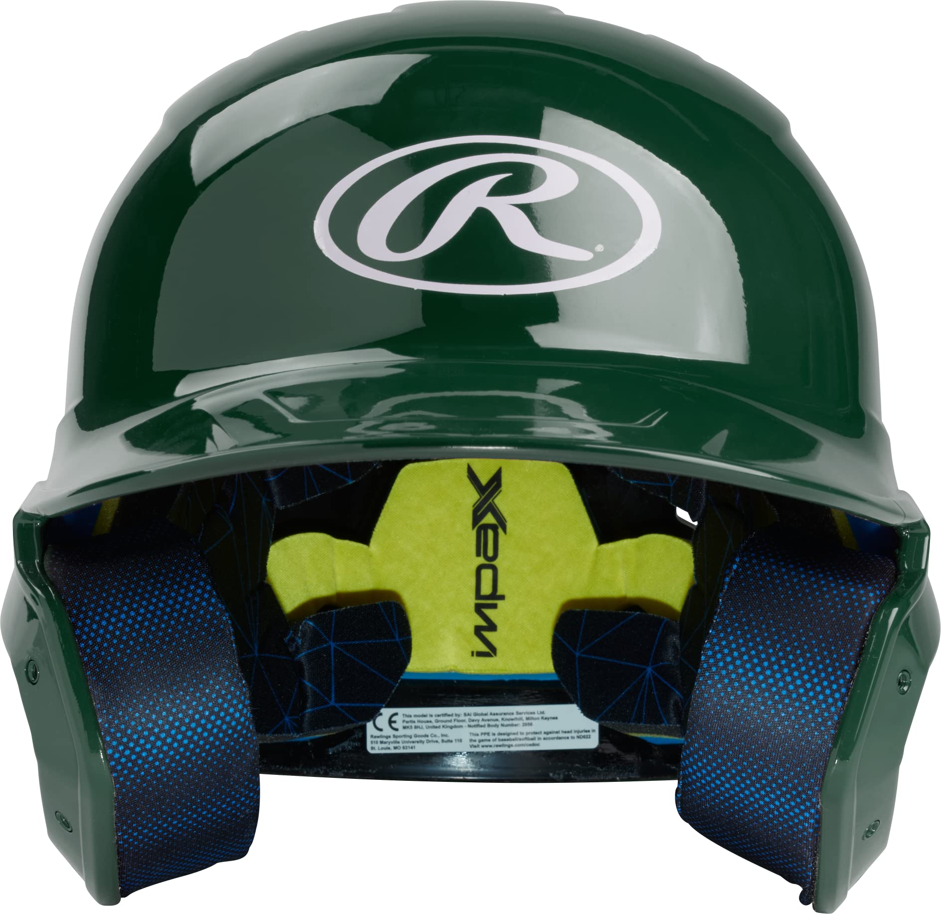 Rawlings | MACH Batting Helmet | Gloss Dark Green | Senior (6 7/8" - 7 5/8")