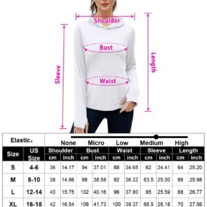 Women's UPF 50+ Sun Protection Hoodie Long Sleeve Lightweight Sun Shirt for Fishing White L