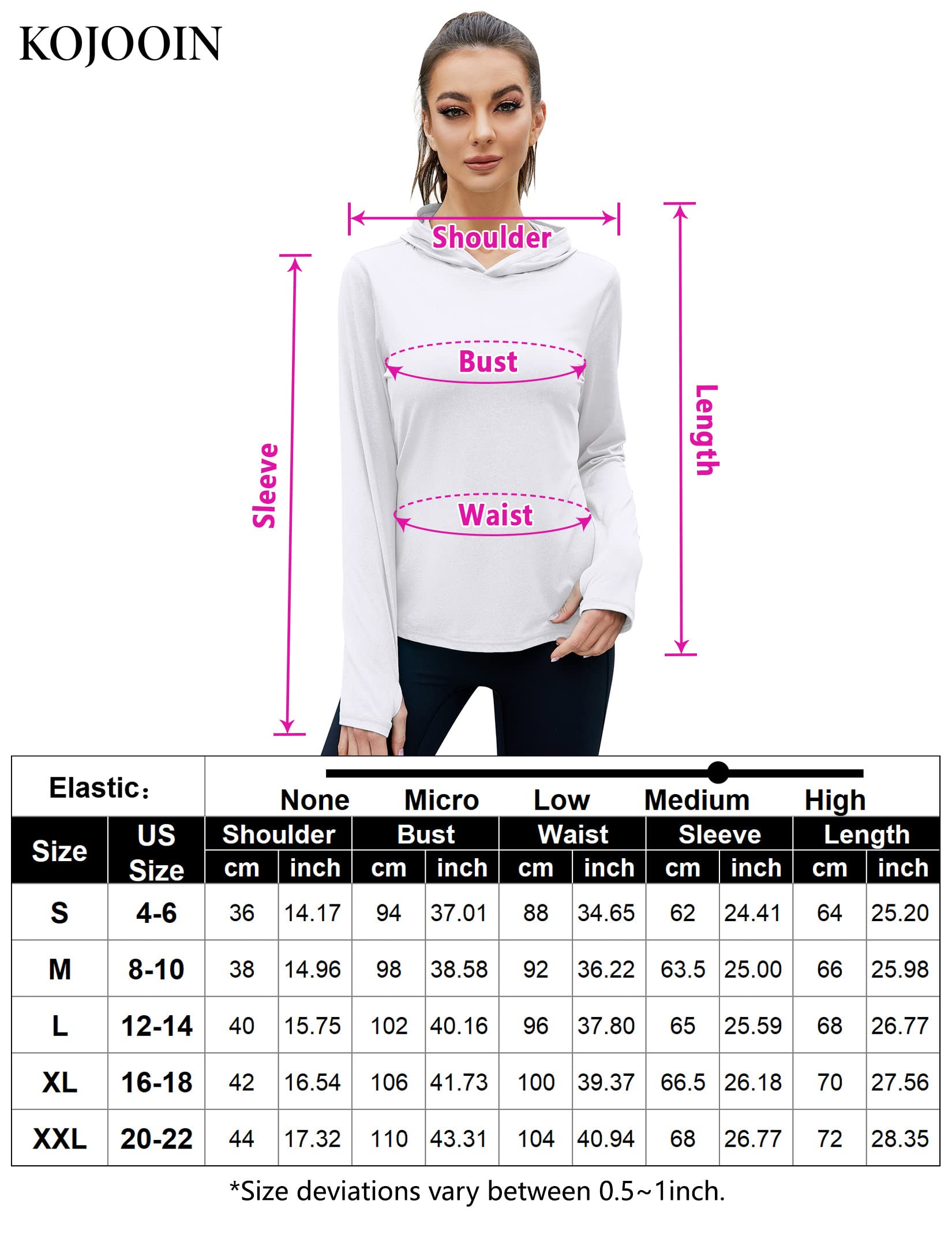 Women's UPF 50+ Sun Protection Hoodie Long Sleeve Lightweight Sun Shirt for Fishing White L