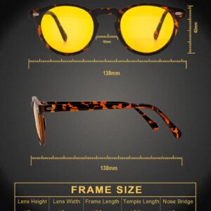 LVIOE Night Driving Glasses Ultralight Round Yellow Polarized Night Vision Glasses Ideal for Low Light Conditions LN576