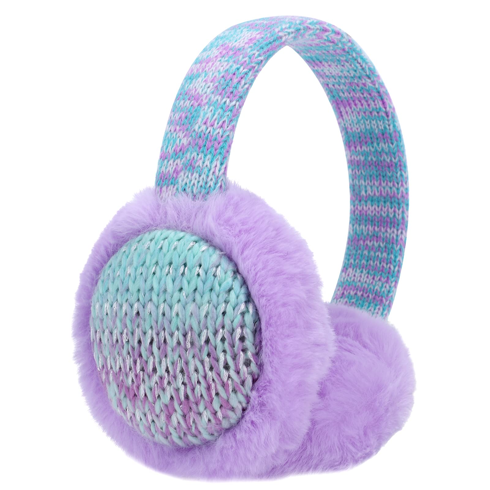 LUCKYBUNNY Kids Girls Sequins Knit Earmuffs for Women Winter Warm Plush Ear Muffs Cold Weather Ear Warmer for Outdoor