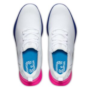 FootJoy Men's FJ Fuel Sport Golf Shoe, White/Blue/Pink, 12