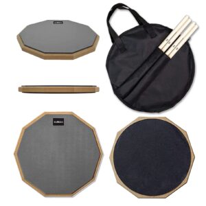 hairiesis snare drum practice pad,12-inch practice drum pad,double sided silent drum pad and sticks,drum pads carry bag