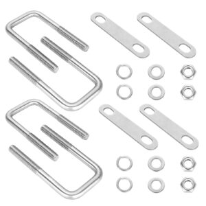 4Pack Square U-Bolts 2-1/16" W x 4-3/4" L, 304 Stainless Steel U Bolts M12 with Washers & Nuts for Replacement Parts and Accessories for Ski Boat, Fishing Boat or Sailboat Trailer