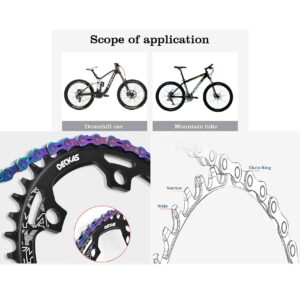 DECKAS Round Chainring 110BCD 4-Bolt 36T 38T 40T 42T 44T 46T 48T 50T 52T Narrow Wide Chainring for 7/8/9/10/11/12 - Speed (Black 40T)