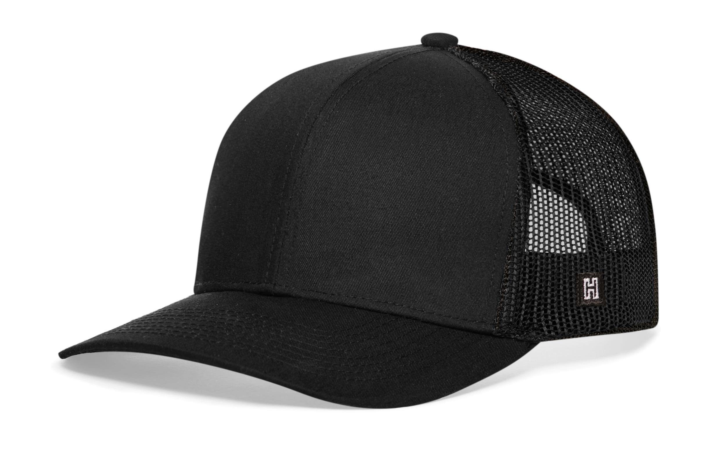 HAKA Trucker Hat for Men & Women, Blank Mesh Snapback Adjustable Baseball Cap (Black)