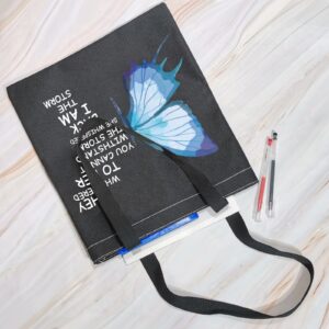 MBMSO Butterfly She Whispered Back I am the Storm Inspirational Gifts Tote Bag Cancer Awareness Gifts Cancer Survivor Fighter Gift (Butterfly I am the Storm TB-black)