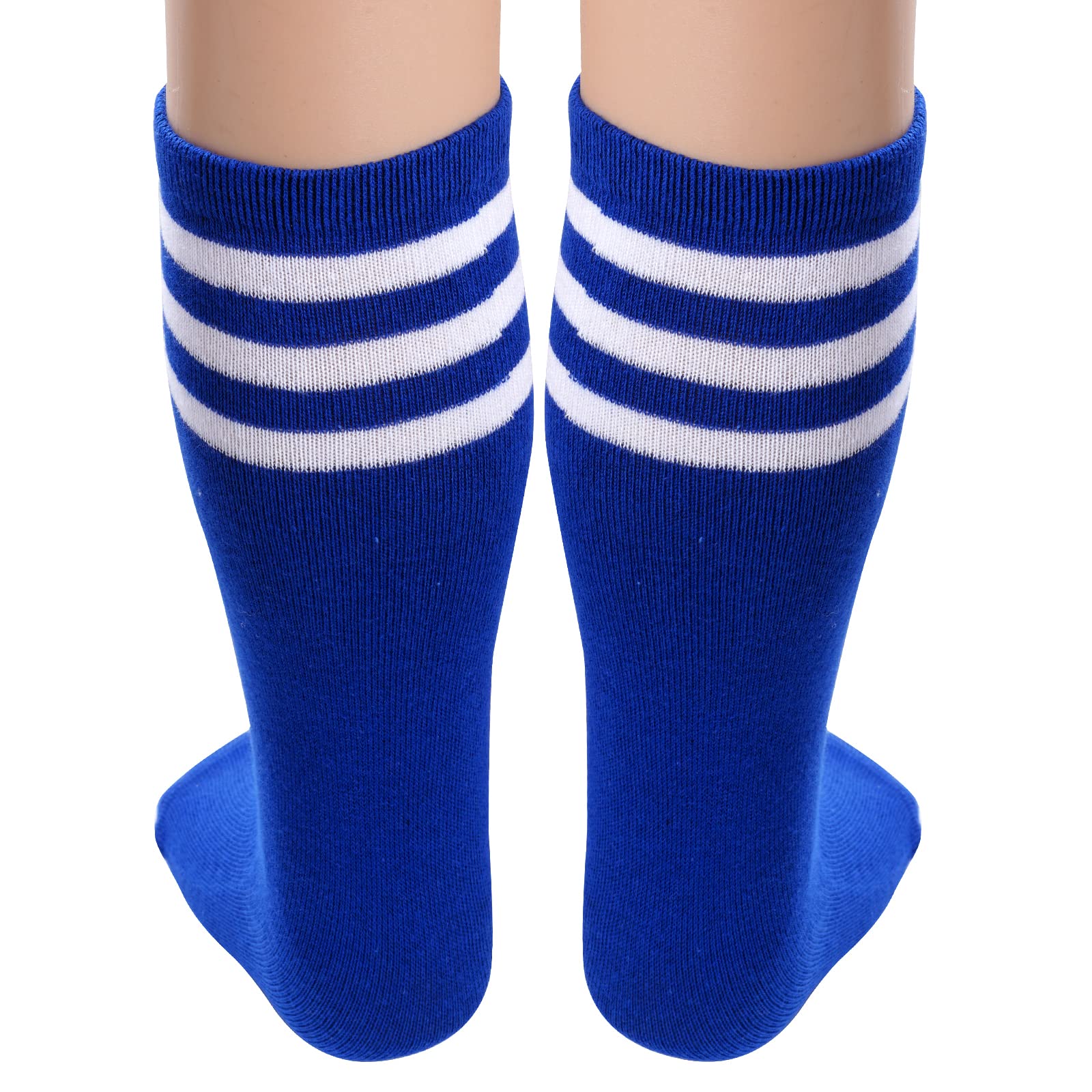 Dxhycc 3 Pairs Kids Soccer Socks Stripes Knee High Tube Socks School Cotton Uniform Sports Socks for Toddler Girls and Boys