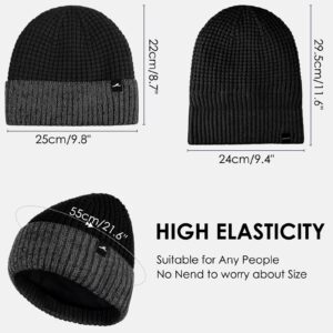 Achiou Winter Reflective Beanie Hat for Men Women, Warm Cuffed Winter Knit Hat Cap for Running Outdoor Sports High Visibility Black