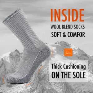 KitNSox 4 Pack Men's Women's Merino Wool Hiking Running Socks Crew Warm Thick Cushioned Outdoor Walking Sport Athletic Sock, Medium, Light Grey