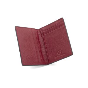 The Tanned Cow- Slim Minimalist Cardholder Wallet for Men Women, Mini Thin Leather Bifold, Compact, Front Pocket Credit Card Holder with RFID Blocking, Gift Box (Bubble leather, Black/Sangria Red)