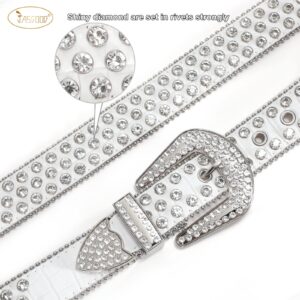 JASGOOD Men Women Rhinestone Belt Western Leather Belt Cowgirl Cowboy Bling Diamond Studded Leather Belt for Jeans Pants