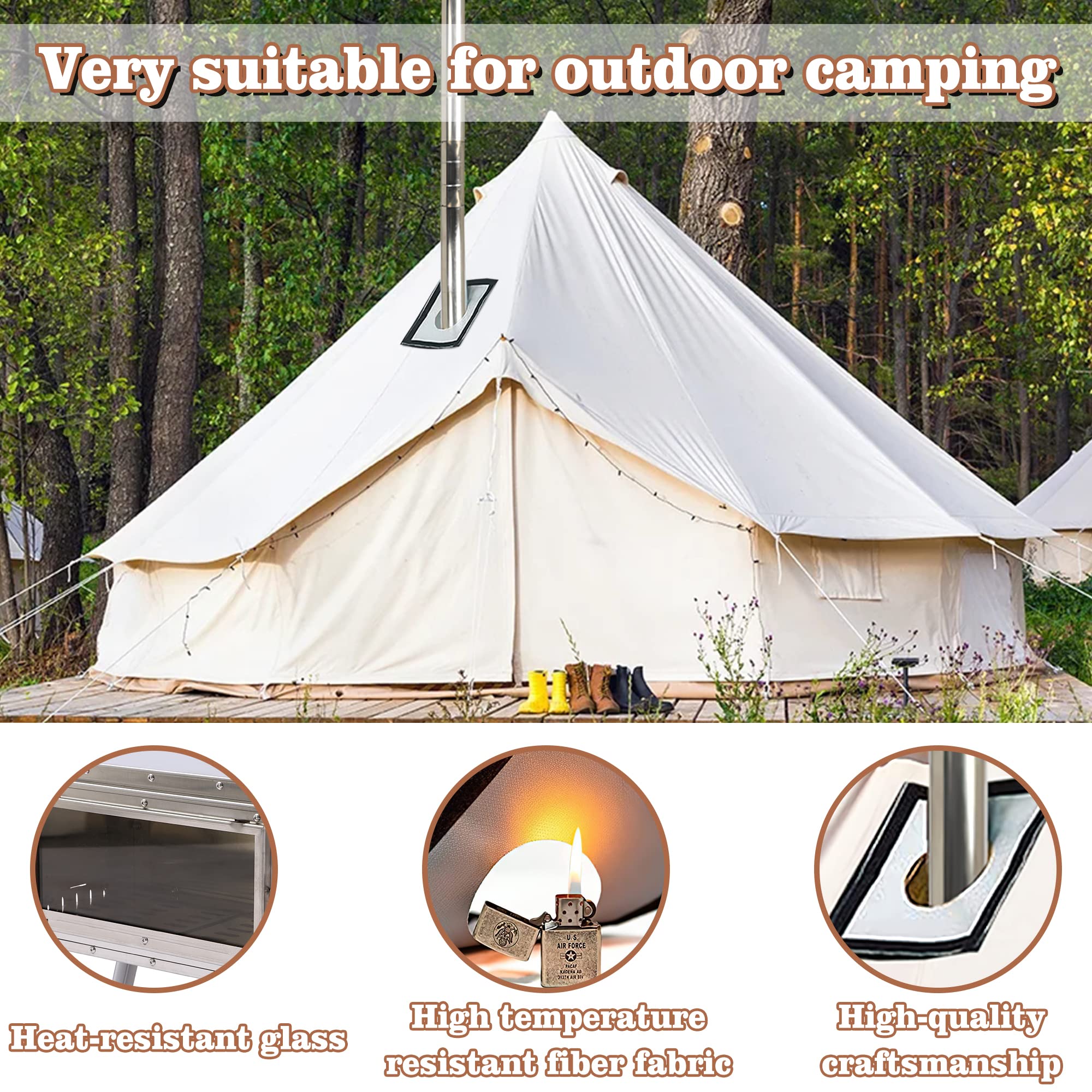 TITIMO Foldable large tent stoves with Chimney Pipe Wood Burning Stove for Camping,Hunting,Ice Fishing,Heating,Cooking(Stainless Steel)