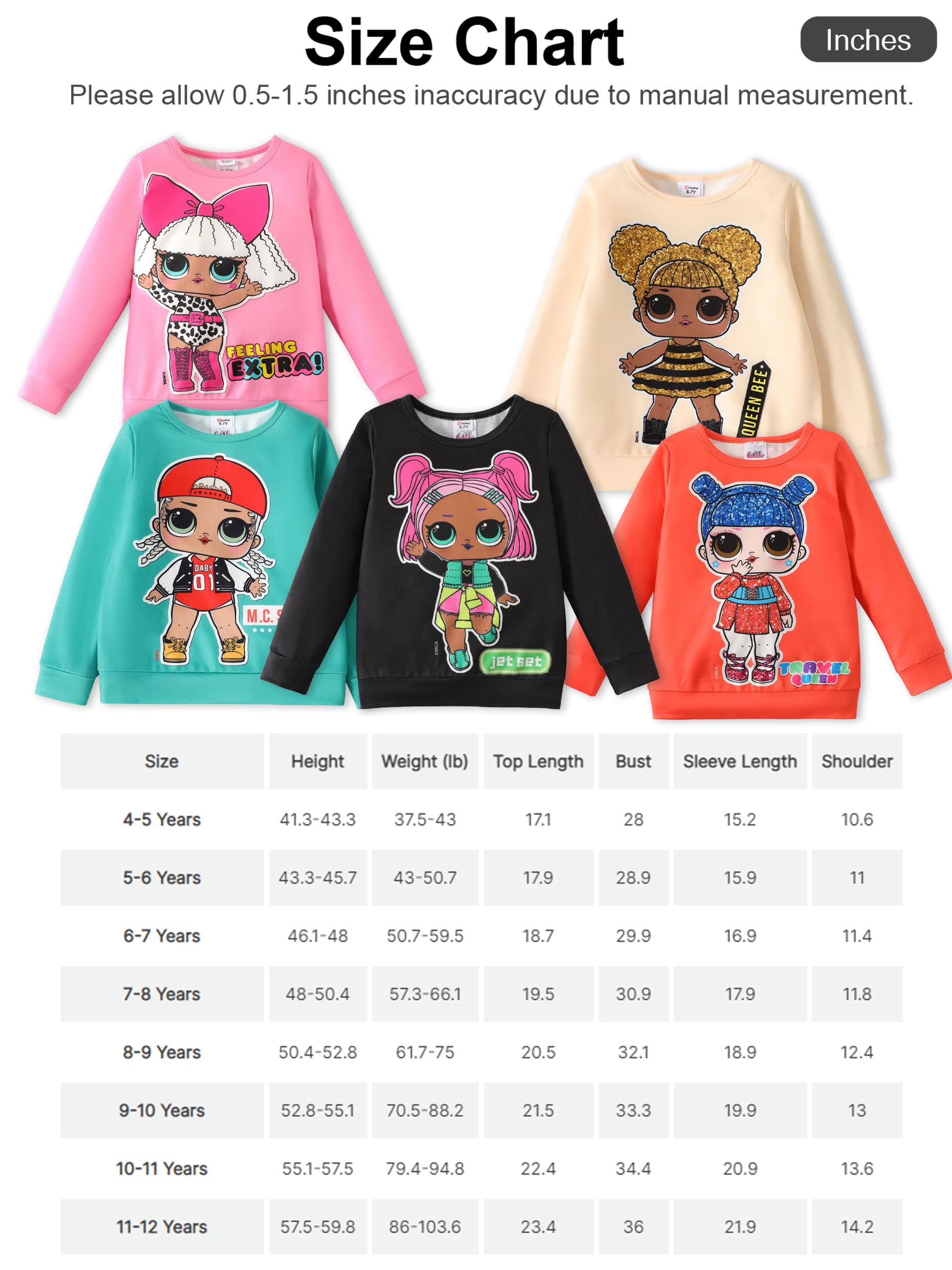 L.O.L. Surprise! Little Big Girls Longsleeve T-Shirt Crewneck Pullover Sweatshirt Apricot 9-10 Years