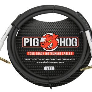 Briskdrop Pig Hog PH6RR High Performance 8mm Right-Angle 1/4'' Guitar Instrument Cable, 6 Feet - 2 Pack