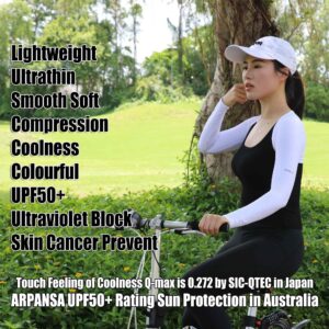 COOUV Ultrathin Ice Silk Cooling Sun Protection UPF50+ Shawl Arm Sleeves Sports Compression Shrug UV SPF50 Sunscreen (White, X-Large)