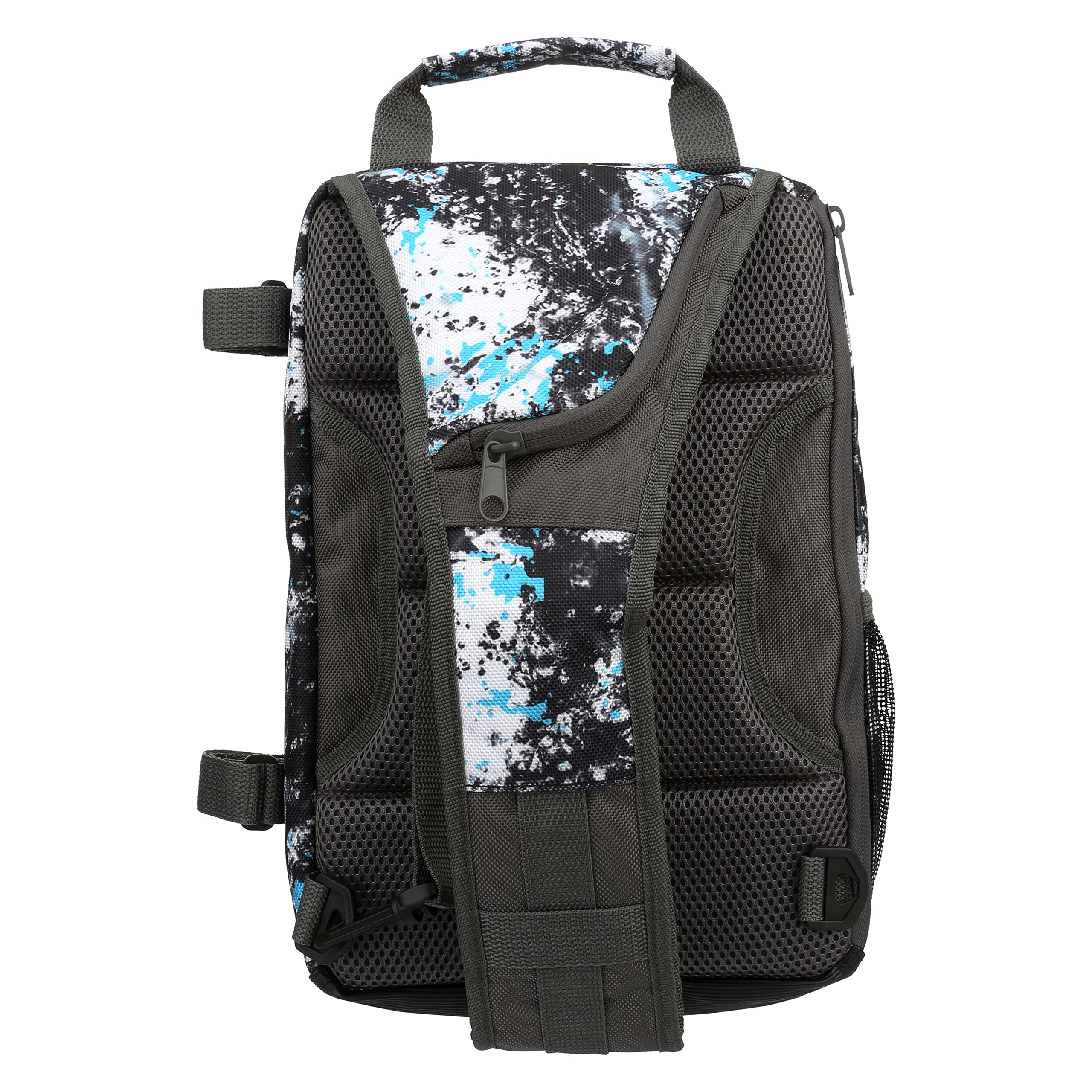 Evolution Fishing Largemouth 3600 Tackle Sling Pack - 18" in, Water Camouflage, Outdoor Carry Bag w/ 2 Fishing Trays, Plier Holster, Tackle Box Storage, Fishing Sling Backpack, Rod Holder Straps