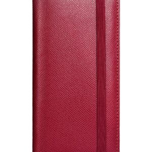 Yarnic Checkbook Cover for Personal Checkbook, Checkbook Holder with Pen Holder & Built-in Clear Plastic Divider for Duplicate Checks (Dark Red)