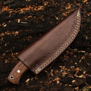 SUSA KNIVES 8''Fixed Blade Handmade Damascus Hunting Knife, Walnut Wood Handle -Its A Hunting Knife with Sheath | Bushcraft Knife EDC Survival Knife for Men | (WOOD)