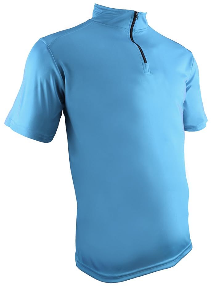 Epic Adult Cool Performance Short Sleeve Quarter Zip Tee Shirt Blue/Grey L