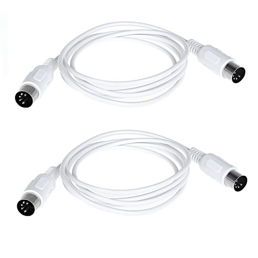 2Pcs MIDI Cable 5 Pin Male to 5 Pin Male Electric Piano Keyboard Instrument PC Cable, 1.5M