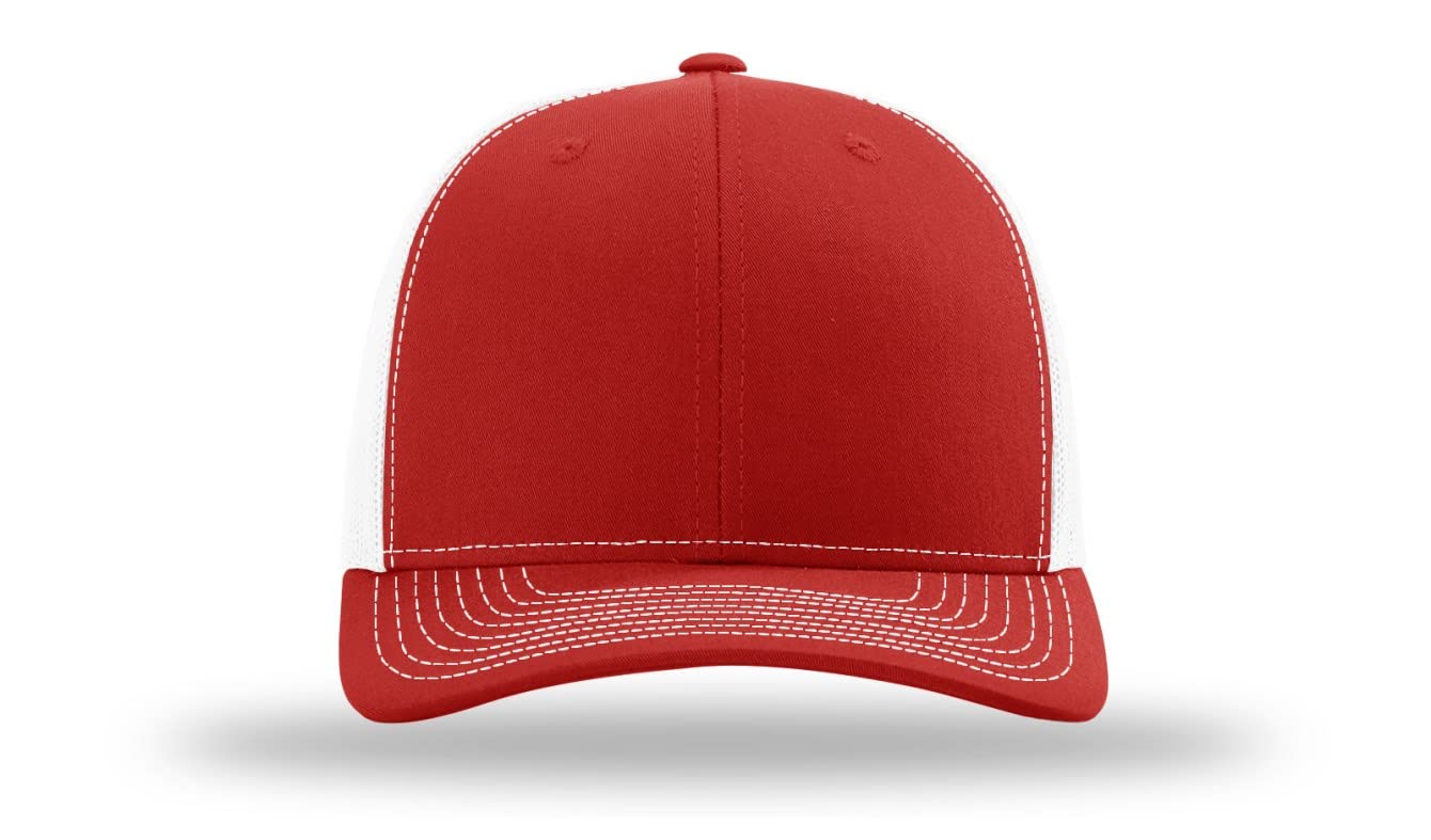 Custom Richardson Mesh Back Trucker Hat with Personalized Text Front & Back for Men – Customize Your Own Unique Hat! (Red/White)