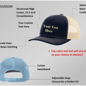 Custom Richardson Mesh Back Trucker Hat with Personalized Text Front & Back for Men – Customize Your Own Unique Hat! (Red/White)