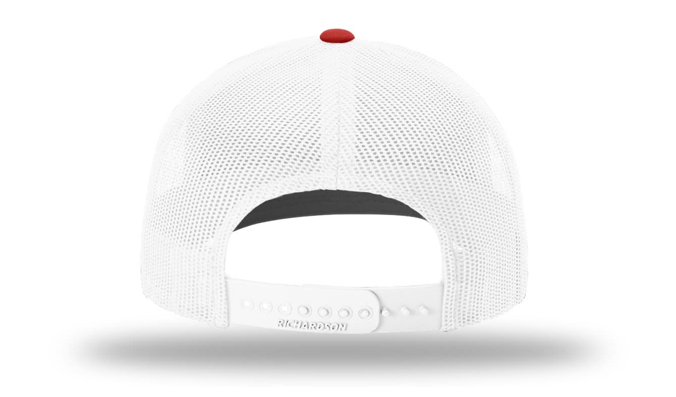 Custom Richardson Mesh Back Trucker Hat with Personalized Text Front & Back for Men – Customize Your Own Unique Hat! (Red/White)