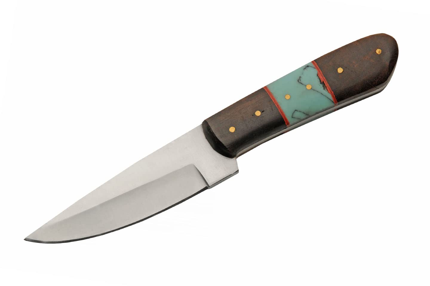 SZCO Supplies 8" Turquoise Resin/Wood Handled Outdoor Hunting Knife With Leather Sheath