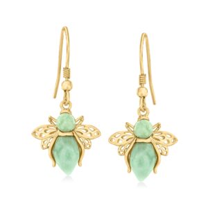 Ross-Simons Jade Bumblebee Drop Earrings in 18kt Gold Over Sterling