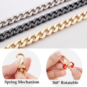 6 PCS Purse Chains DIY Flat Chain Strap Extender Handle Bag Accessories Handbags Shoulder Bag Water Bottle(Classic Gold&Silver&Black)