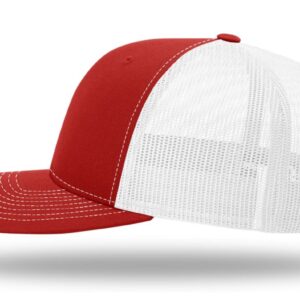 Custom Richardson Mesh Back Trucker Hat with Personalized Text Front & Back for Men – Customize Your Own Unique Hat! (Red/White)