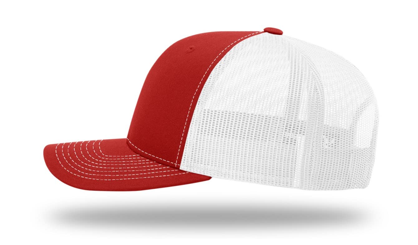 Custom Richardson Mesh Back Trucker Hat with Personalized Text Front & Back for Men – Customize Your Own Unique Hat! (Red/White)