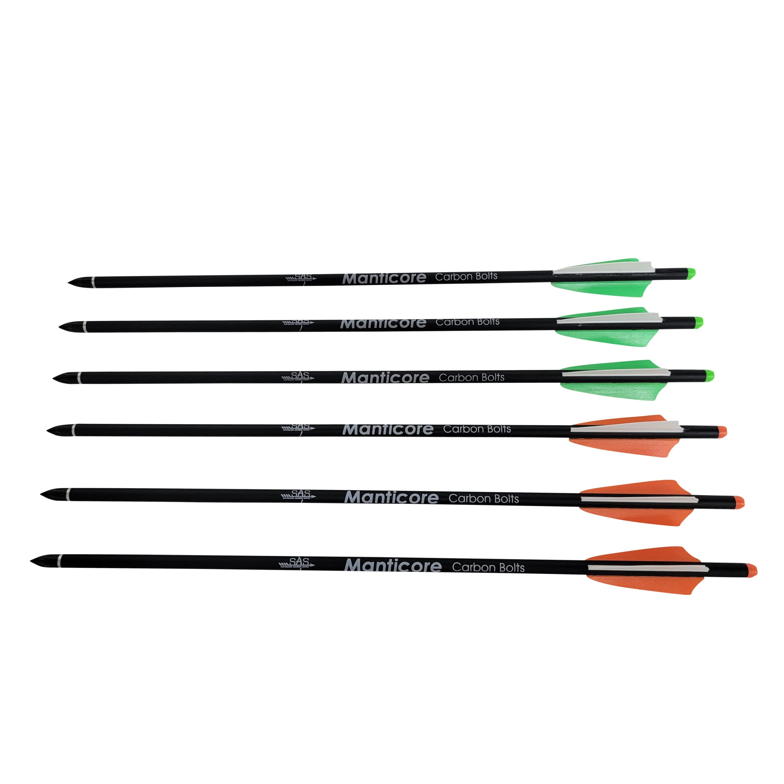 SAS 15" Manticore Carbon Bolts for Hunting Recurve Crossbow - 6/Pack