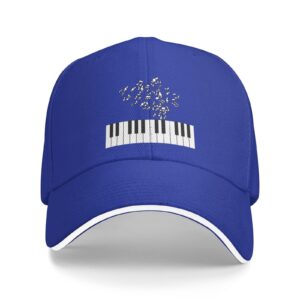 Flyjbs Unisex Piano Music Note Baseball Cap Adjustable, Musical Sports Hat for Men Women