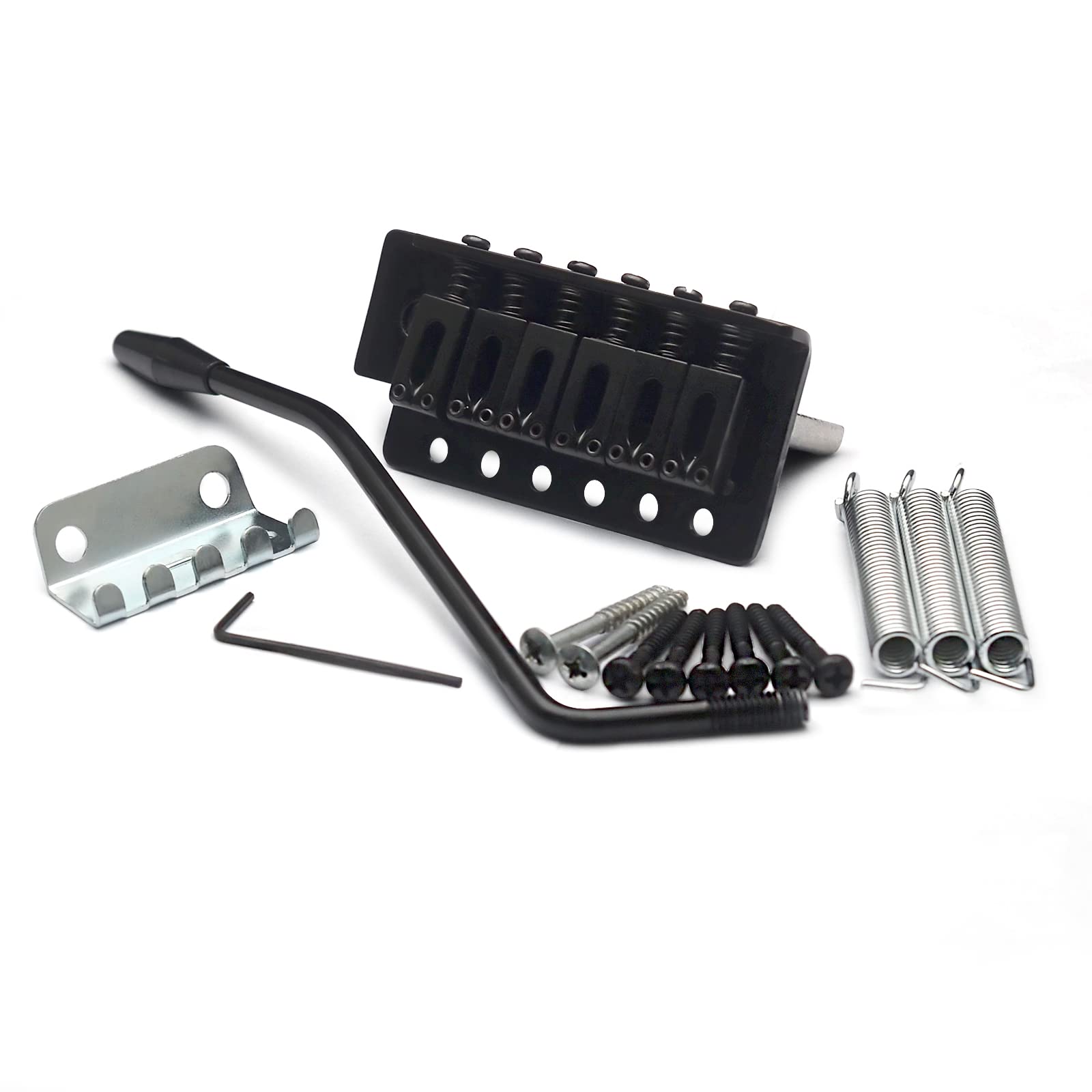 SAPHUE 52.5mm Guitar Stratocaster Tremolo Bridge Set for Fender Strat Squier Electric Guitar Replacement (Black, 52.5mm)