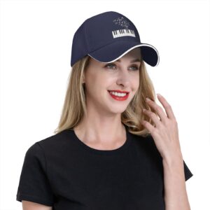 Flyjbs Unisex Piano Music Note Baseball Cap Adjustable, Musical Cap for Men Women