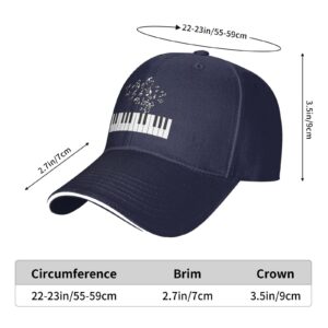 Flyjbs Unisex Piano Music Note Baseball Cap Adjustable, Musical Cap for Men Women