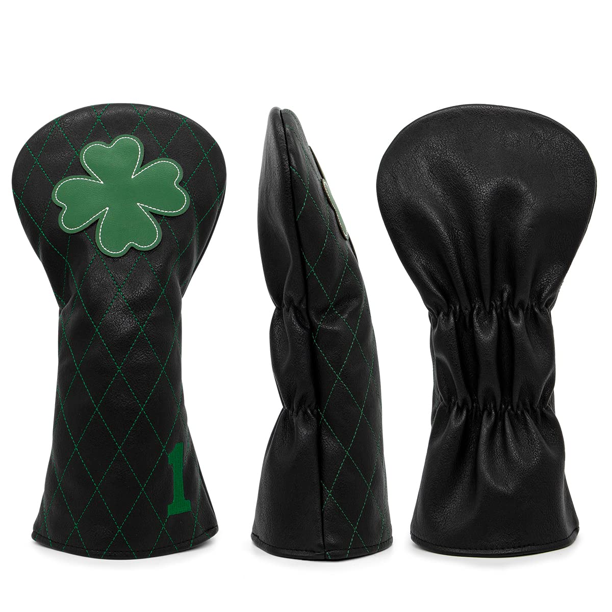 Golf Headcovers Golf Driver Fairway Hybrid Head Cover Golf Blade Mallet Putter Cover Lucky Clover Cross Pattern Premium Leather Driver Fairway(FW) Wood Hybrid(UT) with Number Tags