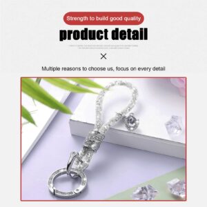 yonwait Pack-1 B-ling Crystal Car Keychain, Keychain Accessories With B-ling Rhinestones, Car Key Chains Glitter Key Ring (Silver)