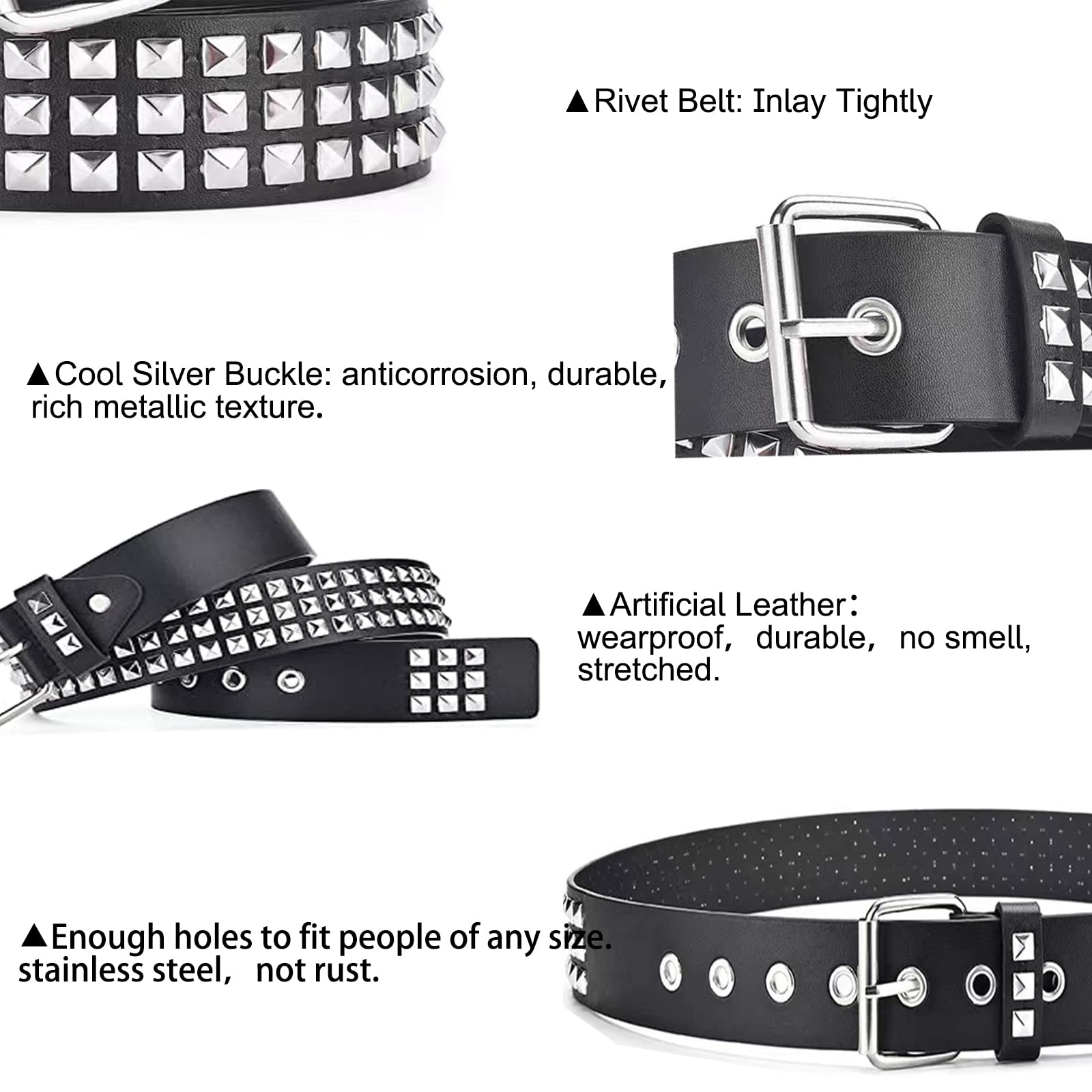 WELLATENT Studded Belt Punk Belt Y2K Goth Belt for Men or Women