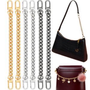 6 PCS Purse Chains DIY Flat Chain Strap Extender Handle Bag Accessories Handbags Shoulder Bag Water Bottle(Classic Gold&Silver&Black)