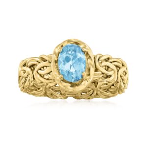 Ross-Simons 0.90 Carat Swiss Blue Topaz Byzantine Ring in 18kt Yellow Gold. Size 10