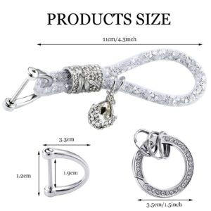 yonwait Pack-1 B-ling Crystal Car Keychain, Keychain Accessories With B-ling Rhinestones, Car Key Chains Glitter Key Ring (Silver)