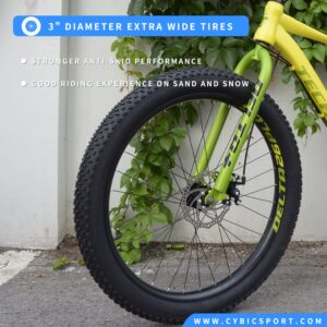 26 Inch Mountain Bike, Mens Fat Tire Bycycle, 26-Inch Wheels, 3-Inch Wide Tire,7-Speed, Steel Frame, Double Disc Brake