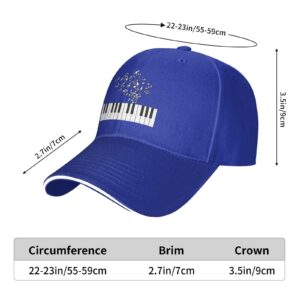 Flyjbs Unisex Piano Music Note Baseball Cap Adjustable, Musical Sports Hat for Men Women